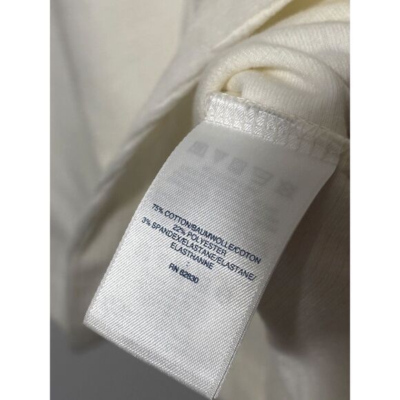 Lands' End Ivory Mock Neck Long Sleeve Top M Minimalist Cotton Knit Basic Layer - Picture 3 of 8